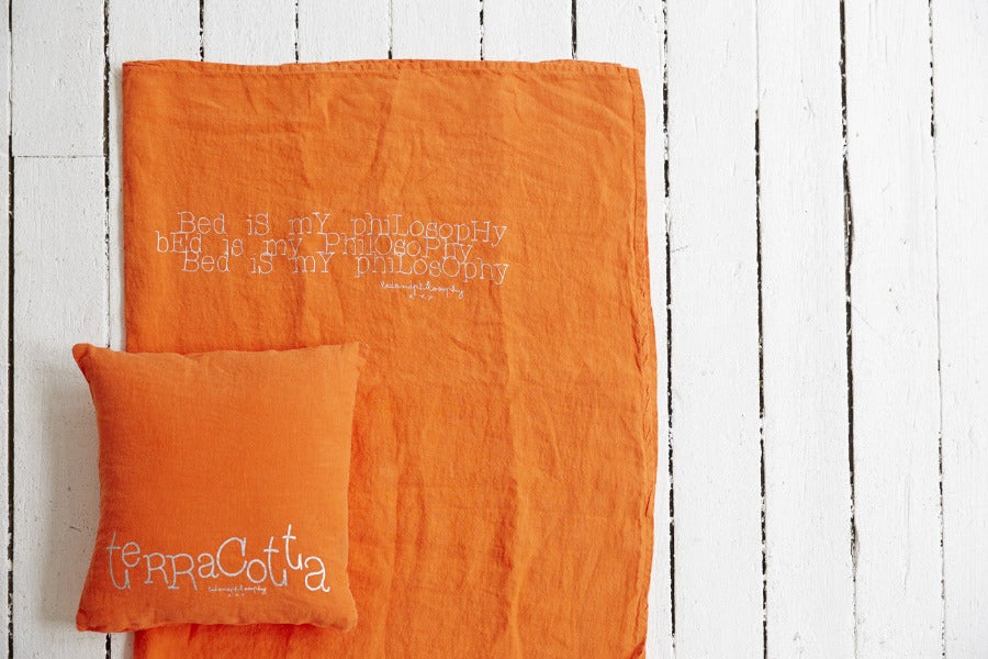 Summer linen throw 130x170cm (various messages and colours)bed and philosophy- Cachette