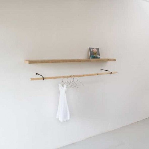 Wooden shelf and rail with iron support 120 or 200 cmKatrin Arens- Cachette
