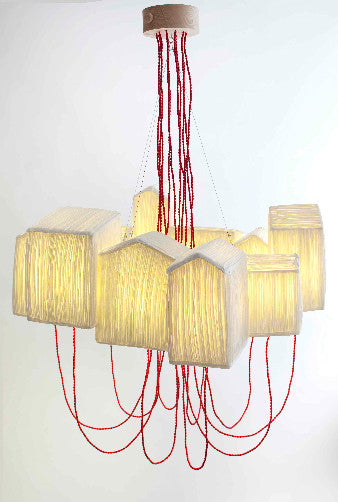 Sculptural suspension light "huts"papier a etre- Cachette