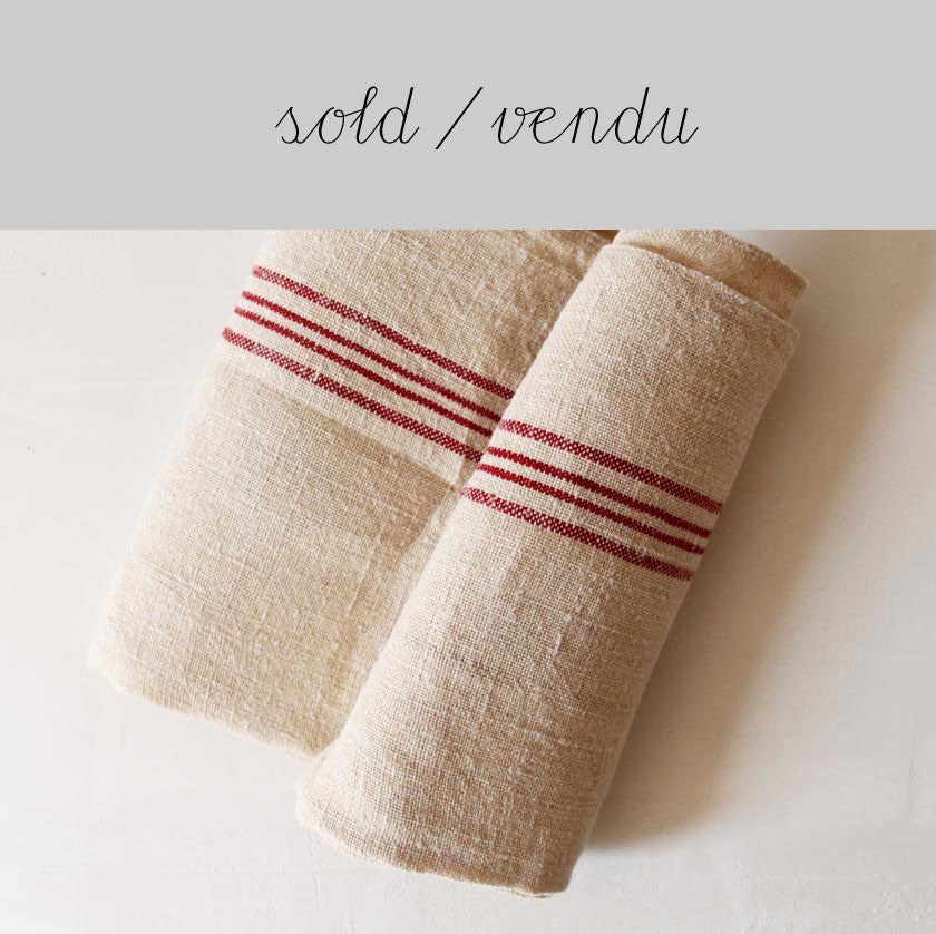 Hemp tea towel red stripes (SOLD)Vintage- Cachette