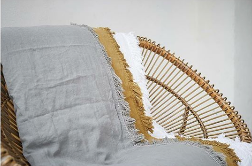 Fringed linen quilt (two sizes available)bed and philosophy- Cachette