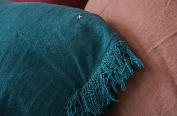 Fringed linen pillow or cushion cover (4 sizes and 11 colours)bed and philosophy- Cachette