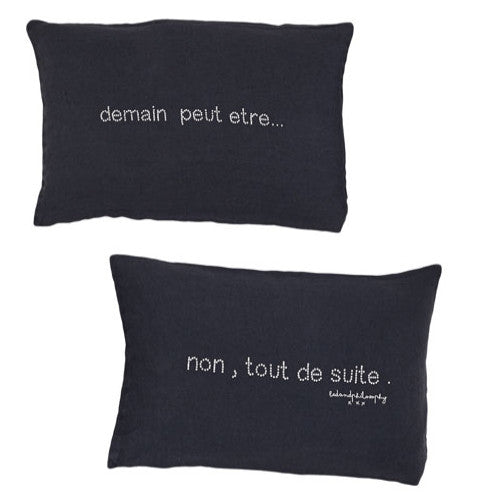 Pair of linen cushions "demain peut-être..." (13 colours available)bed and philosophy- Cachette