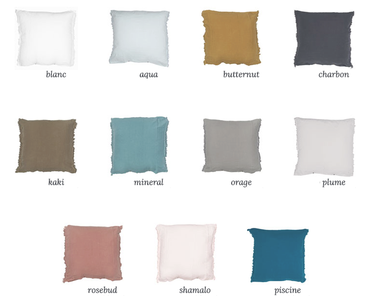 Fringed linen pillow or cushion cover (4 sizes and 11 colours)bed and philosophy- Cachette