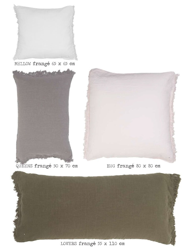 Fringed linen pillow or cushion cover (4 sizes and 11 colours)bed and philosophy- Cachette