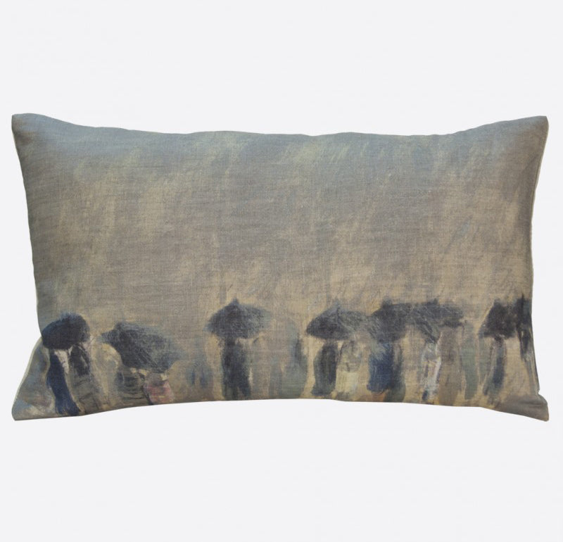 "Horizon de pluie" linen cushion cover 50x30cm (inner available too)Maison Lévy- Cachette