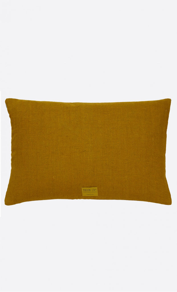 Ochre cushion cover in soft velvet and linen tweed  (various sizes, inner available too)Maison Lévy- Cachette