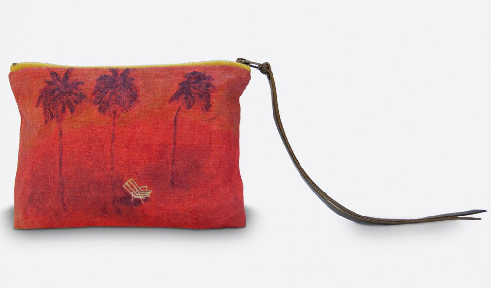 Sous les cocotiers linen pouch 21x15cmMaison Lévy- Cachette