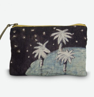 "Dark Palm" linen pouch 21x15cmMaison Lévy- Cachette