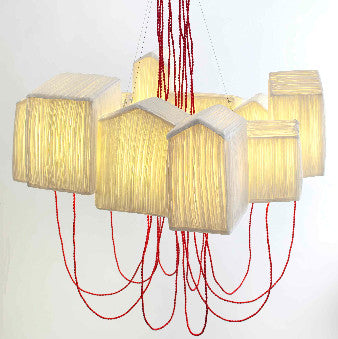 Sculptural suspension light "huts"papier a etre- Cachette