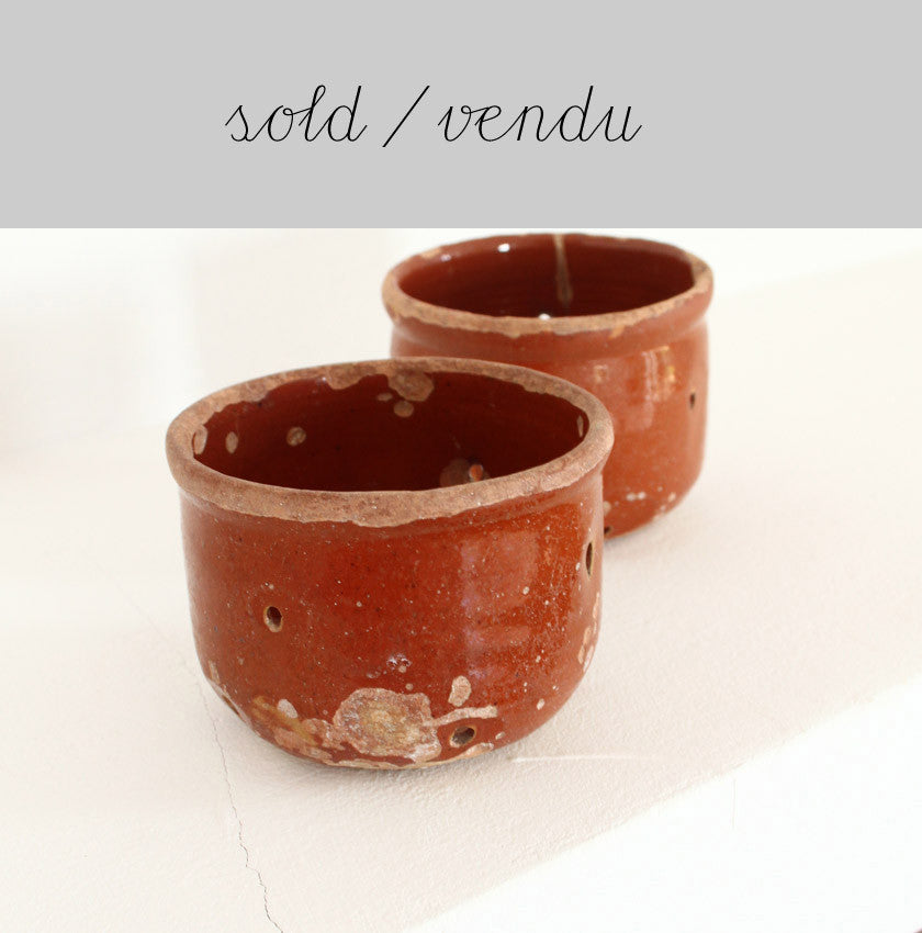 terracotta fromage blanc strainers turn candle holders...(SOLD)Vintage- Cachette